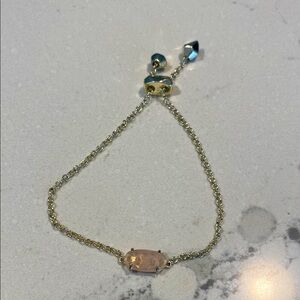 Kendra Scott Adjustable Gold Chain Bracelet with Pink Stone